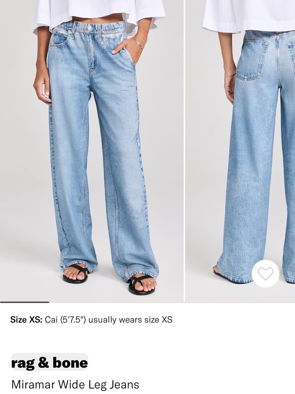 rag & bone Miramar Wide Leg sweatpant Jeans - size xs